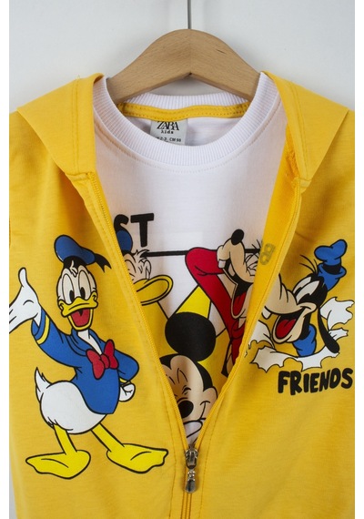 Trendimizbir Best Friends Baskılı Erkek Çocuk Hırkalı Alt Üst Takım-5091 Sarı