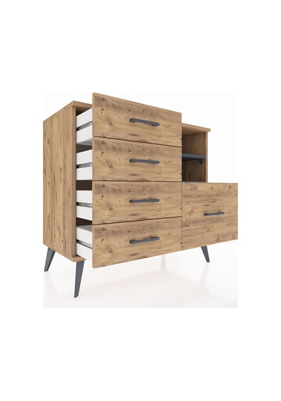 Hyperion Şifonyer 2 Raflı 5 Çekmeceli 88x44x80 Çam-antrasit/çam Antrasit/çam Hyperion Şifonyer 2 Raflı 5 Çekmeceli 88x44x80 Çam-antrasit/çam Antrasit/çam