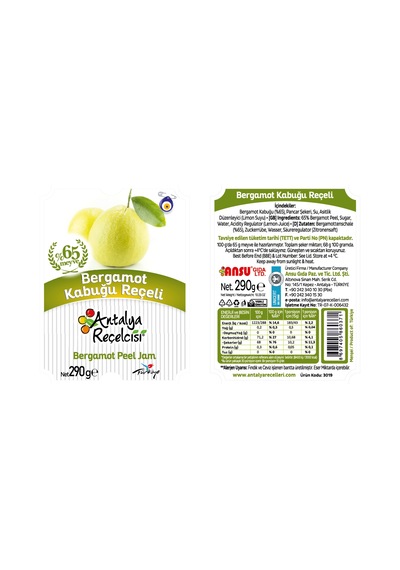 Antalya Reçelcisi Bergamot Kabuğu Reçeli 290 G