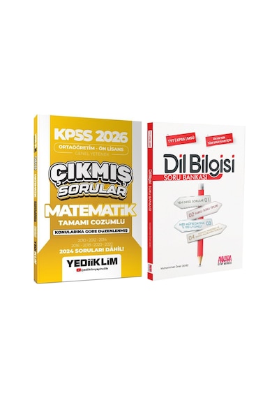 Yediiklim 2026 Kpss Ortaöğretim Önlisans Matematik Konularına Göre Çıkmış Sorular Ve Akm Dil Bilgisi Soru Bankası Seti 2 Kitap