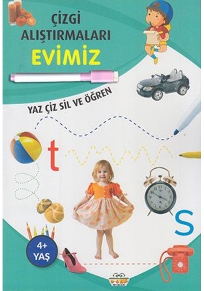 Çizgi Alıştırmaları Evimiz Yaz-Çiz-Sil ve Öğren Kalem Hediyeli