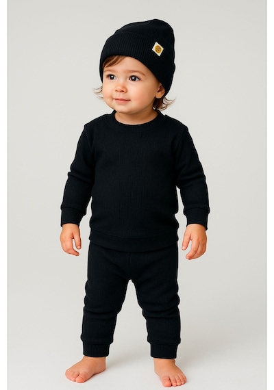 Zuzunga Unisex 3'lü Kaşkorse Bebe Takım Siyah