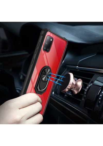 Galaxy A31 Kılıf Kenarları Renkli Antişok Şeffaf Yüzüklü