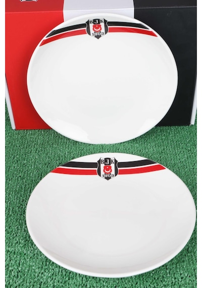 Dekomus İle Lisanslı Beşiktaş 6 Kişilik 12 Parça Porselen Servis Tabağı Ve Pasta Tabağı Seti Altın