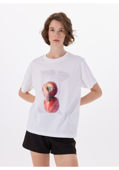 Moschino Jeans Beyaz Kadın Regular Fit T-shirt 251k1a070732291001