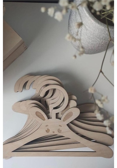 Woodnest Ahşap Mdf Çocuk Askısı 15 Adet Sevimli Askılık Bebek Askılığı Diğer