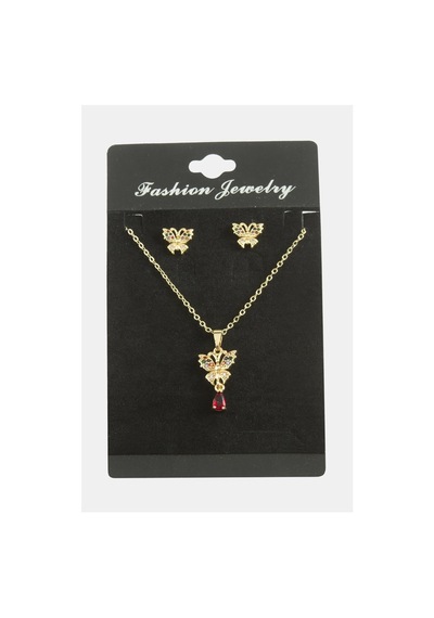 Kelebek Zirkon Taşlı Set Kolye Altın 00641609