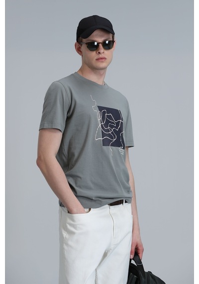 Lufian Nally Modern Grafik T- Shirt Yesil Yeşil 111020205100600 111020205100600 Yeşil