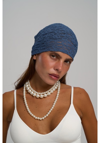 Mai Studios Co. Miray Üçgen Kesim Indigo Dantel Bandana İndigo
