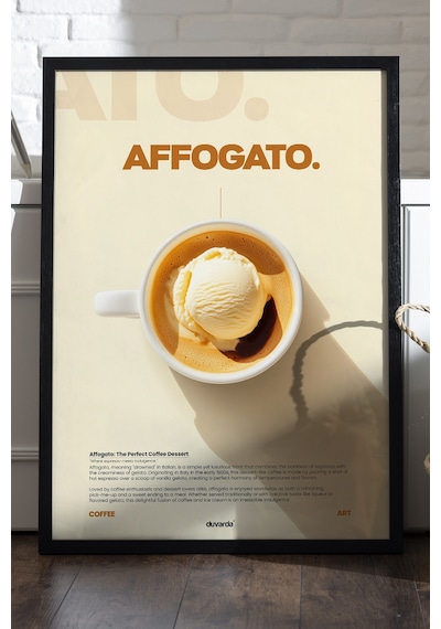 Affogato Kahve Siyah Ahşap Çerçeveli Poster, Dekoratif Duvar Tablosu