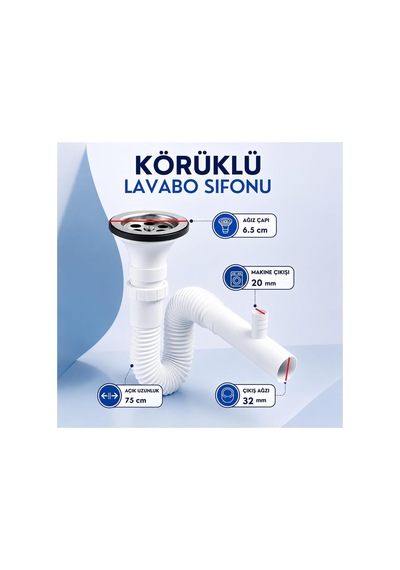 Çamaşır Çıkışlı Sifon, Lavabo Gider Sifonu, Çamaşır Ve Bulaşık Makinesi Bağlantılı Lavabo Sifon