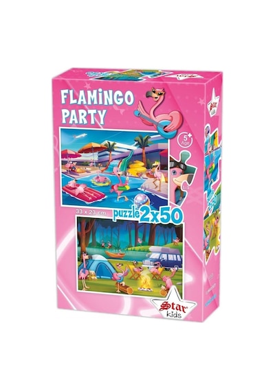 Star Puzzle 2x50 Parça Çocuk Puzzle - Flamingo Partisi 1 Adet