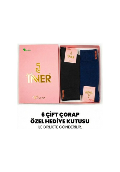 Just Inner Kadın 6 Lı Viskon Çorap Kışlık Termal Ergonomik Günlük Çorap 22600 Renkli