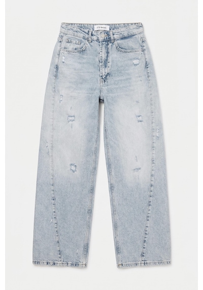 it's basic Kadın Kot Renk 12s6-3 Mid Rise Baggy Barrel Fit Denim Jean