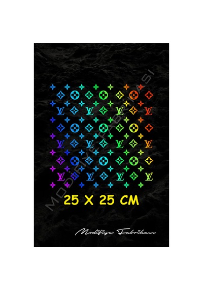 Lv Desen Sticker 25x25 Cm - Araç -motor - Kask - Hologram -