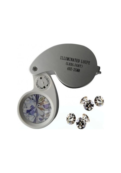 Nikula-mini 40x25mm Takı Büyüteç, Cep Büyüteç, Teftiş, Elmas Pullar, Madeni Kontrol Lup Mg21011 Lisinya Gri