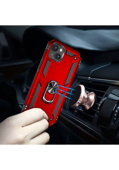 Apple iPhone Uyumlu 15 Kılıf Kamera Koruyucu Manyetik Standlı Tank Koruma Pazarplus Siyah