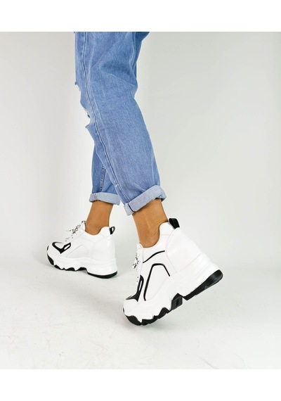 Gdt Ayakkabı Beyaz Renk İçten Gizli Yüksek Bağcıklı Topuk Kadın Sneakers