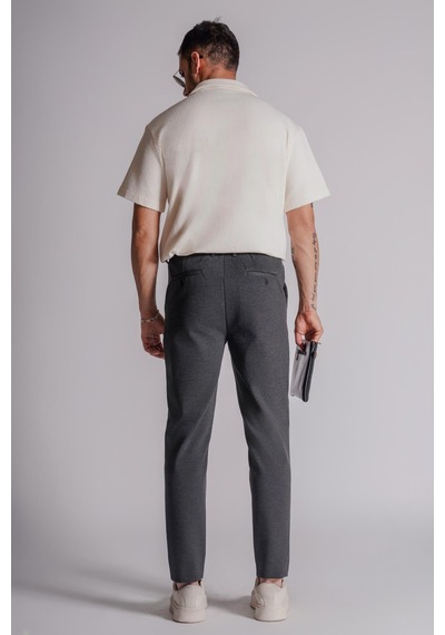 Braccas Erkek Yandan Cepli Beli Lastikli Relaxed Fit Chino Pantolon Antrasit Antrasit