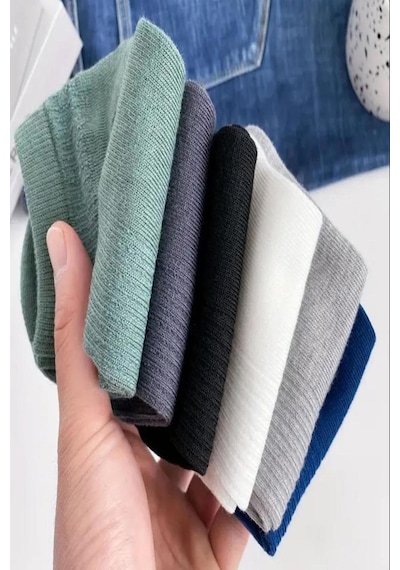 Ozzy Socks 6 Çift Pamuklu Çizgili Derbili Patik Çorap Çok Renkli Konfor Seti Çok Renkli