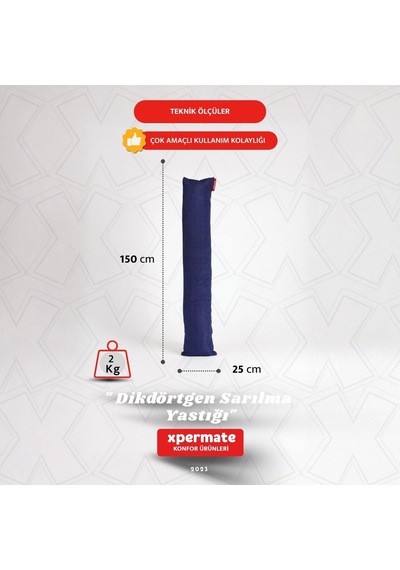 Xpermate Sarılma Yastığı, Bacak Arası Yastığı Dikdörtgen Lacivert