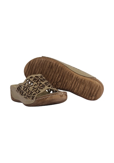 Napa Shoes Rahat Kalıp Lazer Detaylı Hakiki Deri Kadın Dolgu Topuk Terlik Napa-226l 164