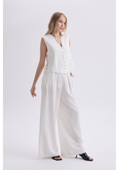 Mai Collection Mai Studios Co. Shonas Bağcık Detay Ekru Yelek Pantolon Takım Ekru
