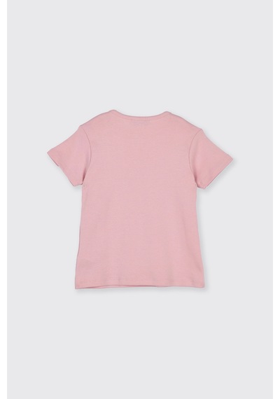 Panço Kız Çocuk Kiraz Baskılı Pembe Pijama Takımı