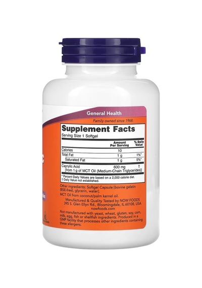Caprylic Acid 600 Mg 100 Softgels