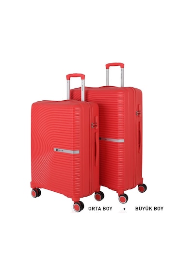 Mçs Bavul Büyük Ve Orta 2li Set Kırılmaz Silikon Valiz V374 Mercan Mercan