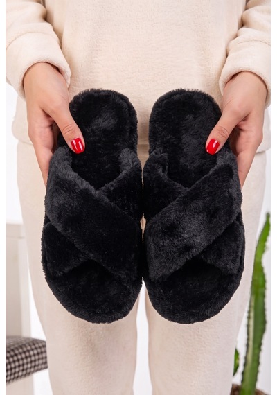 Stwenn 2'li Karma Erkek Kadın Avantajlı Paket Peluş Ev Terliği Kapalı Burun Arkası Açık Sıcak Rahat Panduf 2 Li Lori