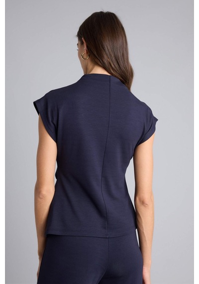 Defacto Slim Fit Dar Kesim Yarım Balıkçı Yaka Pike Kolsuz Bluz F7760ax25aunv135 Lacivert
