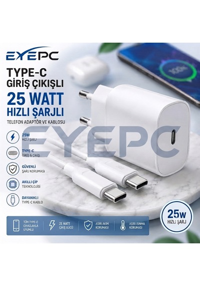 Samsung Galaxy A11 A21 A31 A51 A02s A12 A13 A32 Uyumlu Hızlı Şarj Aleti 25 Watt Type-c