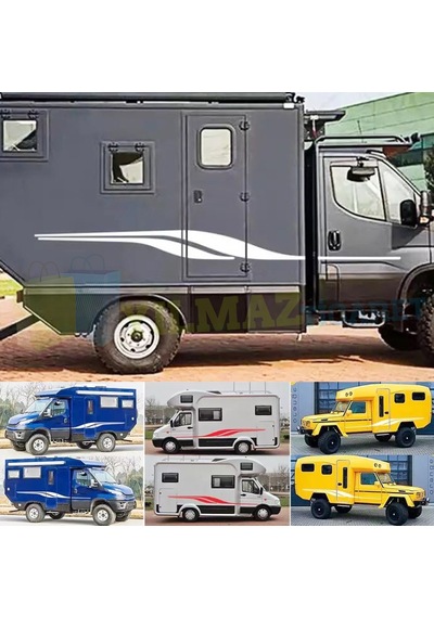 Karavan Çekme Kamp Yan Şerit Oto Sticker Araba Yapıştırma 1 Çift 27 X 300 Cm