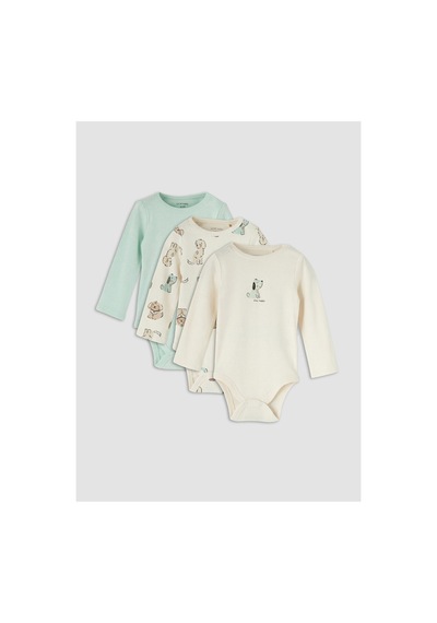 Lc Waikiki Alıta Cıty Farkıyla Lcw Baby Bej Baskılı Erkek Bebek Çıtçıtlı Body 3'lü Bej - 929719825 Bej