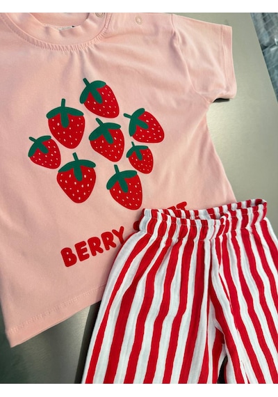 Baby Lory Kids Store Çilek Desenli Bebek Takım Pembe