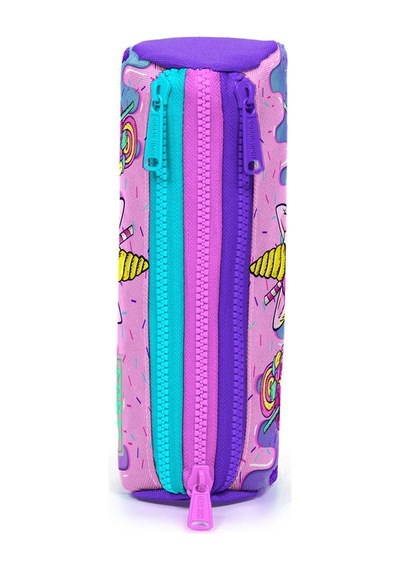 Coral High Kids Pembe Mor Milkshake Dondurma Desenli Üç Bölmeli Kalem Çantası 22049