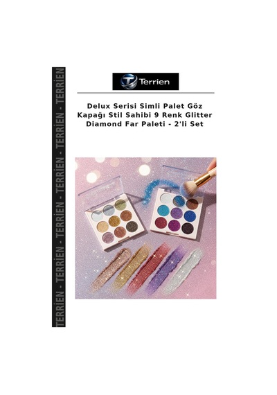 Delux Serisi Simli Palet Göz Kapağı Stil Sahibi 9 Renk Glitter Diamond Far Paleti - 2'li Set Çok Renkli