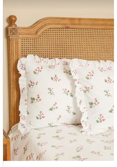 Karaca Home Silvie Kırmızı %100 Pamuk Fırfırlı Çift Kişilik Çarşaf