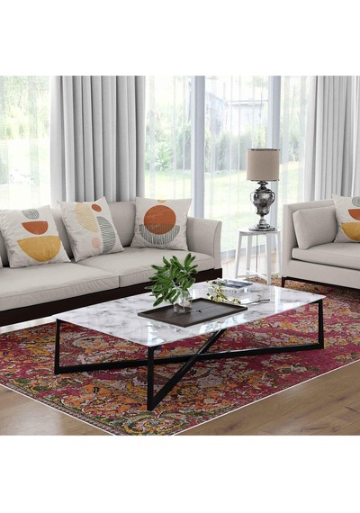 Kaymaz Taban Yıkanabilir Halı Mutfak, Salon, Yatak Odası İçin Modern Dijital Baskı Halı Slnhal114 - 479 Çok Renkli