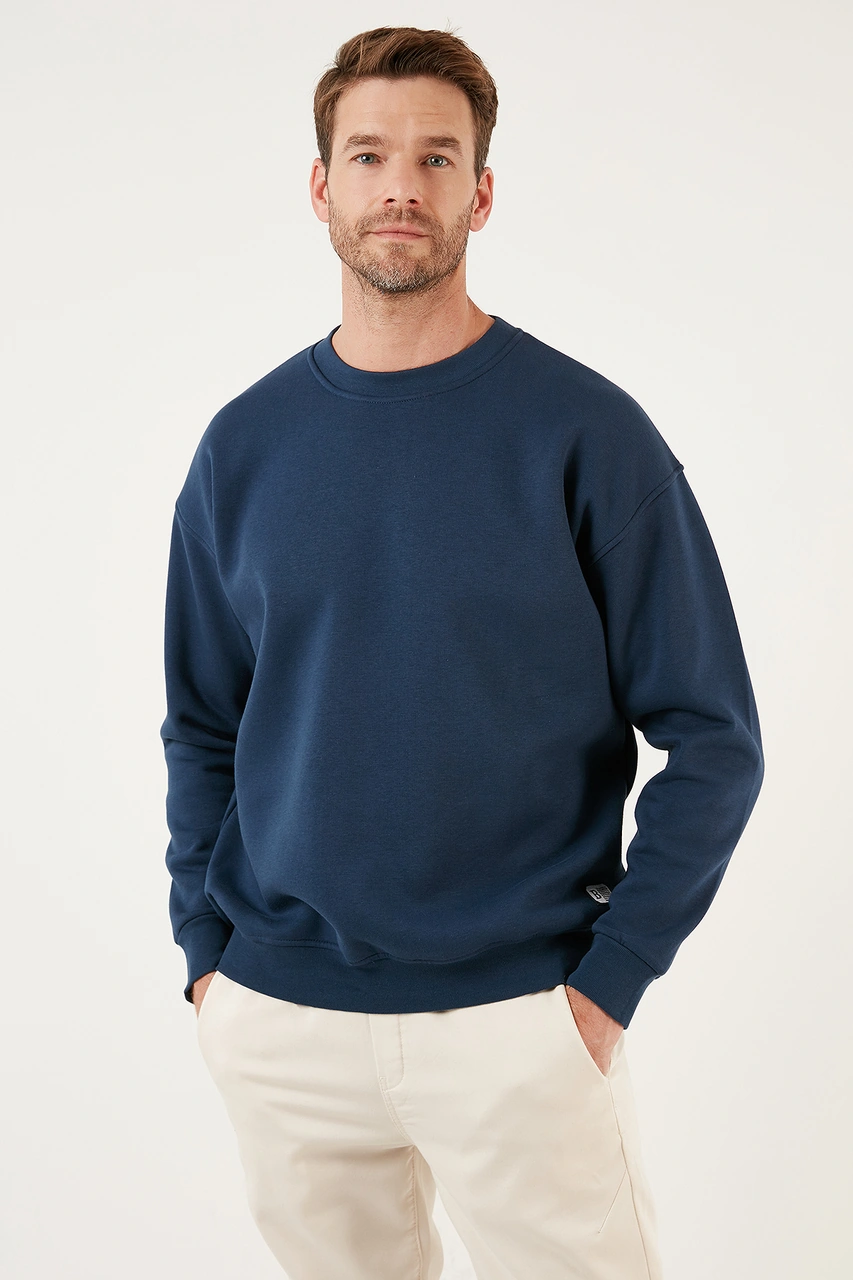 Buratti Regular Fit Bisiklet Yaka Şardonlu 2'Li Paket Erkek Sweat 5905255S2 Indigo-Toprak