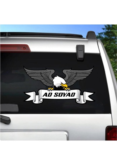 Kartal Karakartal Beşiktaş Kişye Özel Kartal Sticker - Araba Oto Motosiklet Karavan Cam Araç Sticker - 00957 40x21 Cm