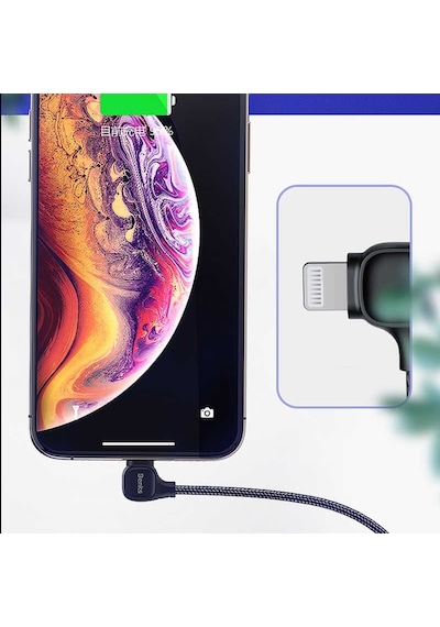 Benks M15 MFI Dual Right-Angle Fast Charging Hızlı Şarj Kablo 3A 480 Mpbs ZORE-218126 Siyah