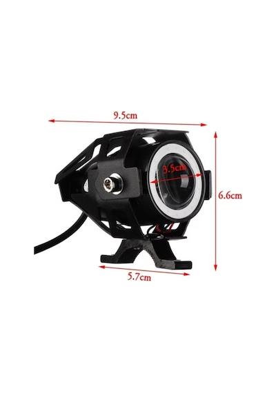 U7 Motosiklet Sis Farı Mercekli Büyük Kafesli Beyaz Angel Işıklı Led 2 Adet Led + 1 Anahtar