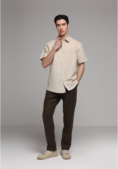 Colin's Colins Regular Fit Shirt Neck Düz Erkek Bej Uzun Kol Gömlek Cl1080097 Q1.v2 Beı