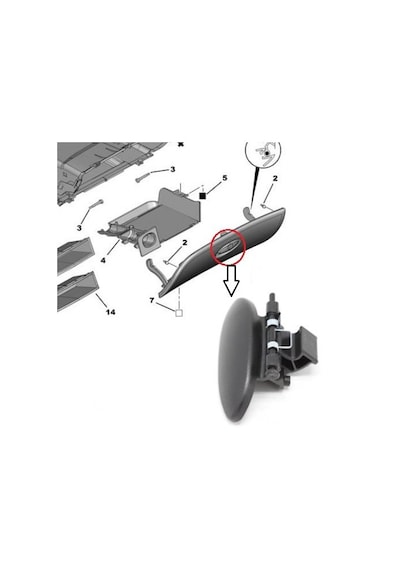Torpido Kapak Acma Mandalı Yaylı Peugeot 206 1997- 8218C8-8218Q2-
