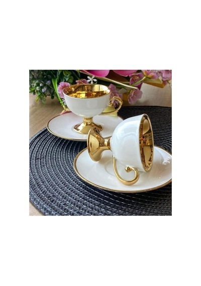 Kahve Fincanı Victoria Gold Beyaz 6 Kişilik Vogue-123-6526