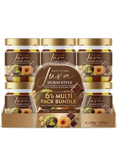 Sütlü Çikolatalı Antep Fıstığı Kreması Juva Dubai Style, 200g X 6 Adet