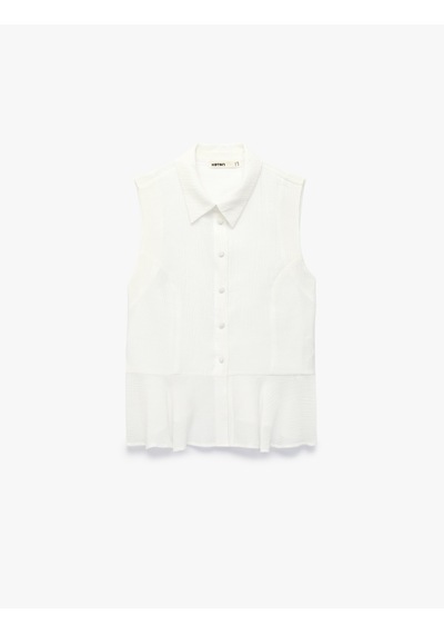 Koton Viskon Dokulu Kumaş Hafif Peplum Kesim Kolsuz Gömlek Kırık Beyaz 7wak60021pw Ekru