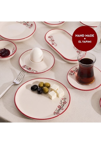 Aryıldız Rosella Kırmızı 6 Kişilik 36 Parça Seramik Kahvaltı Takımı Çok Renkli